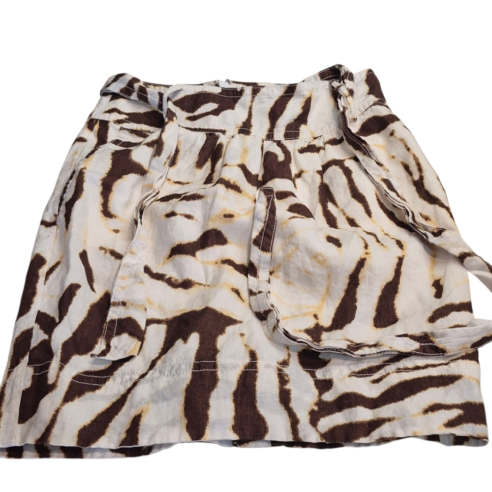 Banana Republic Animal Print Skirt Mini Brown And White Size 2 Y2k